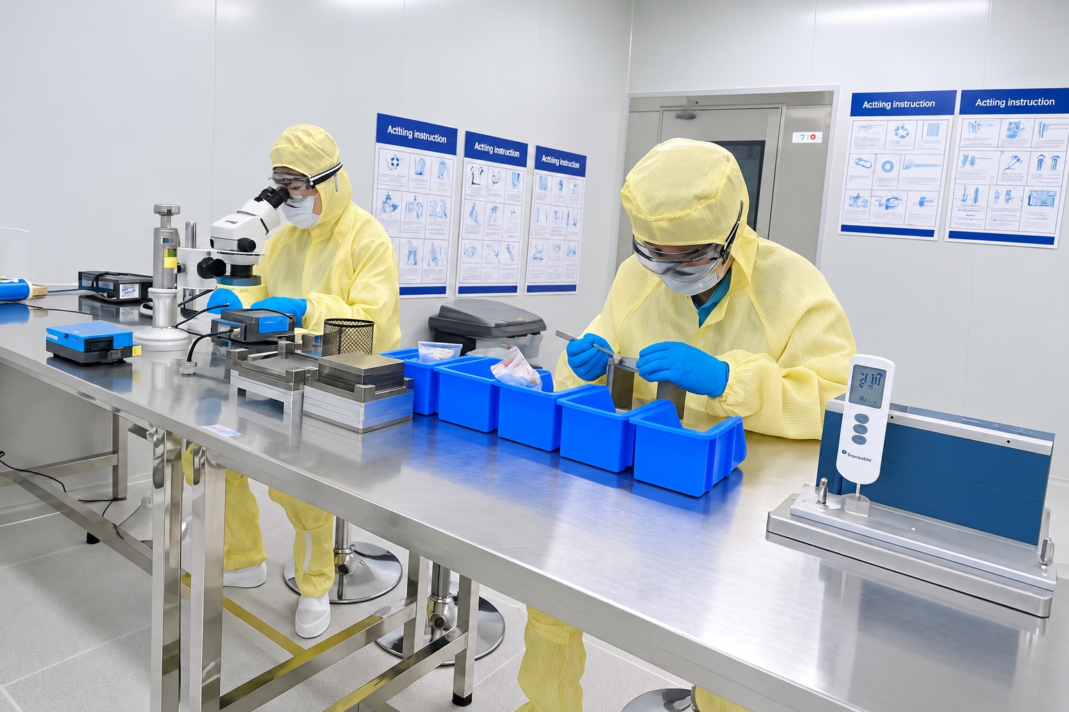 洁净工作台与显微检查现场,公司提供照片经 AI 修饰